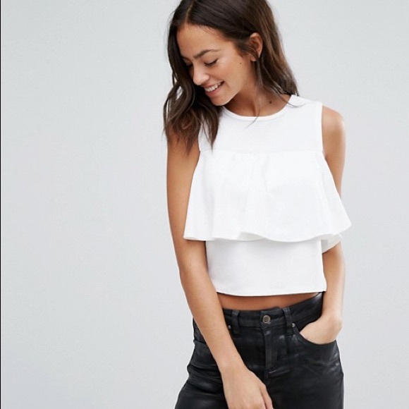 NWT White Ruffled Tank Top by New Look - Picture 2 of 8